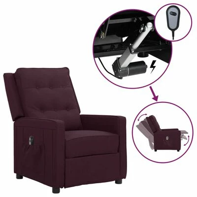 VidaXL Fauteuil inclinable électrique Violet Tissu 3 VidaXL Fauteuil inclinable électrique Violet Tissu