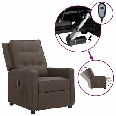 VidaXL Fauteuil inclinable électrique Taupe Tissu 3 VidaXL Fauteuil inclinable électrique Taupe Tissu