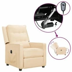 VidaXL Fauteuil inclinable électrique Crème Tissu