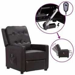 VidaXL Fauteuil inclinable électrique Noir Similicuir brillant
