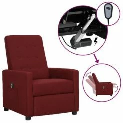 VidaXL Fauteuil inclinable électrique Rouge bordeaux Tissu