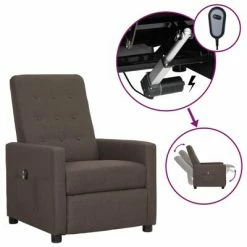 VidaXL Fauteuil inclinable électrique Taupe Tissu