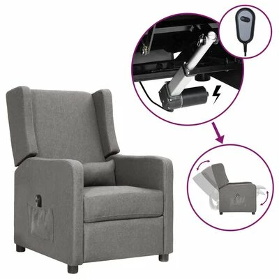 VidaXL Fauteuil inclinable électrique Gris clair Tissu 3 VidaXL Fauteuil inclinable électrique Gris clair Tissu