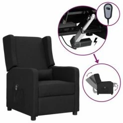 VidaXL Fauteuil inclinable électrique Noir Tissu