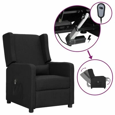 VidaXL Fauteuil inclinable électrique Noir Tissu 3 VidaXL Fauteuil inclinable électrique Noir Tissu