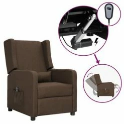 VidaXL Fauteuil inclinable électrique Marron Tissu
