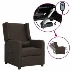 VidaXL Fauteuil inclinable électrique Marron foncé Tissu