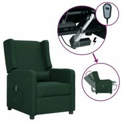 VidaXL Fauteuil inclinable électrique Vert foncé Tissu