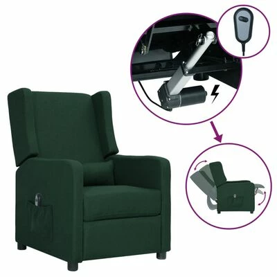 VidaXL Fauteuil inclinable électrique Vert foncé Tissu 3 VidaXL Fauteuil inclinable électrique Vert foncé Tissu