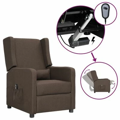 VidaXL Fauteuil inclinable électrique Taupe Tissu 3 VidaXL Fauteuil inclinable électrique Taupe Tissu