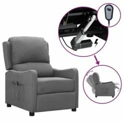 VidaXL Fauteuil inclinable électrique Gris clair Tissu