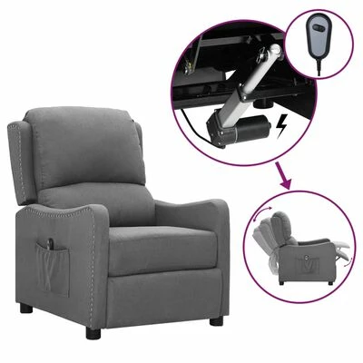 VidaXL Fauteuil inclinable électrique Gris clair Tissu 3 VidaXL Fauteuil inclinable électrique Gris clair Tissu