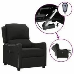 VidaXL Fauteuil inclinable électrique Noir Tissu