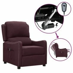 VidaXL Fauteuil inclinable électrique Violet Tissu