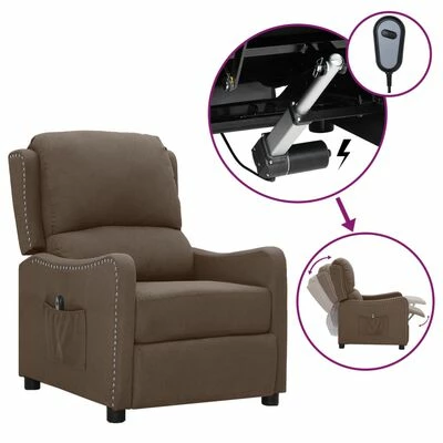 VidaXL Fauteuil inclinable électrique Taupe Tissu 3 VidaXL Fauteuil inclinable électrique Taupe Tissu