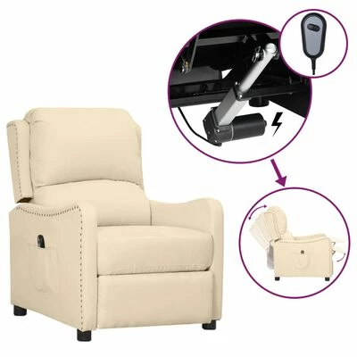 VidaXL Fauteuil inclinable électrique Crème Tissu 3 VidaXL Fauteuil inclinable électrique Crème Tissu