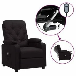 VidaXL Fauteuil inclinable électrique Noir Similicuir