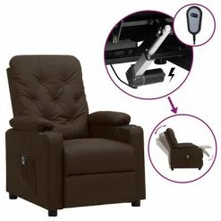 VidaXL Fauteuil inclinable électrique Marron Similicuir