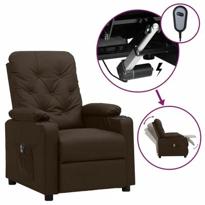 VidaXL Fauteuil inclinable électrique Marron Similicuir 3 VidaXL Fauteuil inclinable électrique Marron Similicuir