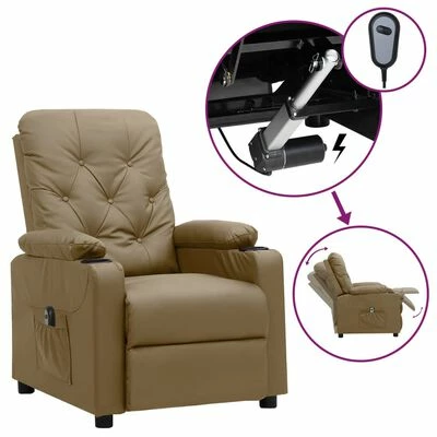 VidaXL Fauteuil inclinable électrique Cappuccino Similicuir 3 VidaXL Fauteuil inclinable électrique Cappuccino Similicuir