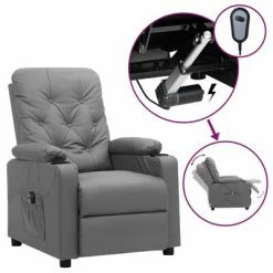 VidaXL Fauteuil inclinable électrique Gris Similicuir