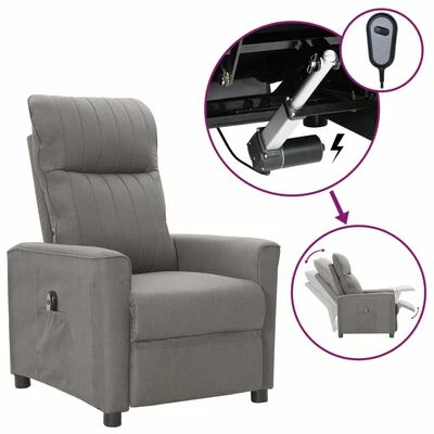 VidaXL Fauteuil inclinable électrique Gris clair Tissu 3 VidaXL Fauteuil inclinable électrique Gris clair Tissu