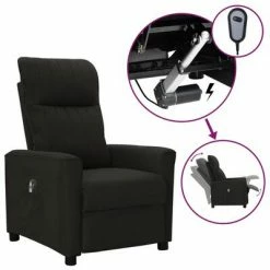 VidaXL Fauteuil inclinable électrique Noir Tissu