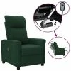 VidaXL Fauteuil inclinable électrique Vert foncé Tissu