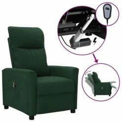 VidaXL Fauteuil inclinable électrique Vert foncé Tissu