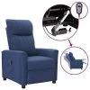 VidaXL Fauteuil inclinable électrique Bleu Tissu