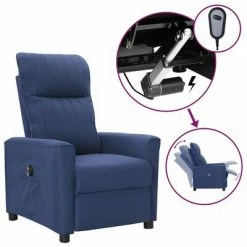 VidaXL Fauteuil inclinable électrique Bleu Tissu