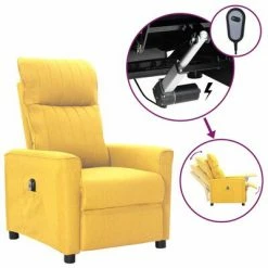 VidaXL Fauteuil inclinable électrique Jaune Tissu