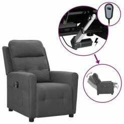 VidaXL Fauteuil inclinable électrique Gris clair Tissu