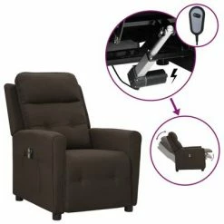 VidaXL Fauteuil inclinable électrique Marron foncé Tissu