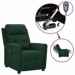 VidaXL Fauteuil inclinable électrique Vert foncé Tissu