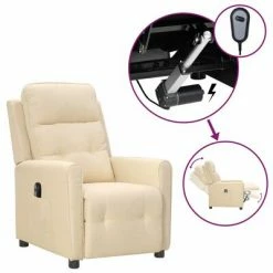 VidaXL Fauteuil inclinable électrique Crème Tissu