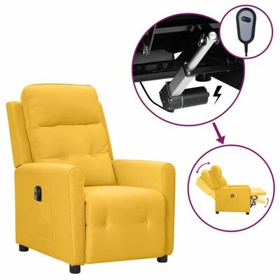 VidaXL Fauteuil inclinable électrique Jaune Tissu 3 VidaXL Fauteuil inclinable électrique Jaune Tissu