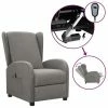 VidaXL Fauteuil inclinable électrique Gris clair Tissu