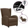 VidaXL Fauteuil inclinable électrique Marron Tissu