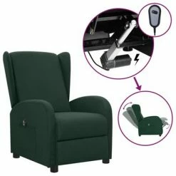 VidaXL Fauteuil inclinable électrique Vert foncé Tissu