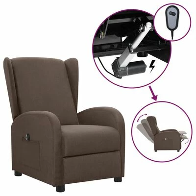 VidaXL Fauteuil inclinable électrique Taupe Tissu 3 VidaXL Fauteuil inclinable électrique Taupe Tissu