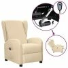 VidaXL Fauteuil inclinable électrique Crème Tissu
