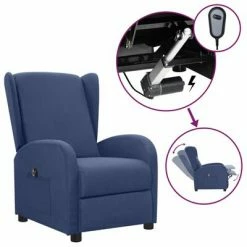 VidaXL Fauteuil inclinable électrique Bleu Tissu