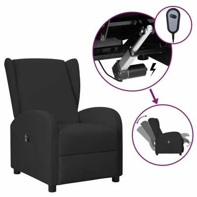 VidaXL Fauteuil inclinable électrique à oreilles Noir Similicuir 3 VidaXL Fauteuil inclinable électrique à oreilles Noir Similicuir