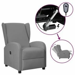 VidaXL Fauteuil inclinable électrique à oreilles Gris Similicuir