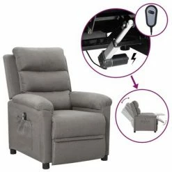 VidaXL Fauteuil inclinable électrique Gris clair Tissu