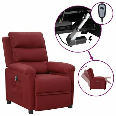 VidaXL Fauteuil inclinable électrique Rouge bordeaux Tissu 3 VidaXL Fauteuil inclinable électrique Rouge bordeaux Tissu