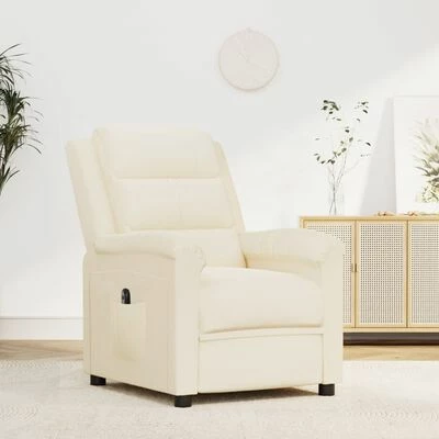 VidaXL Fauteuil inclinable électrique Crème Velours 4 VidaXL Fauteuil inclinable électrique Crème Velours – Image 2