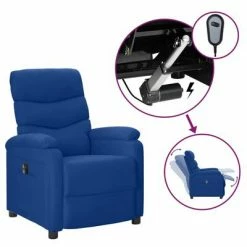 VidaXL Fauteuil inclinable électrique Bleu Tissu