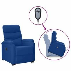 VidaXL Fauteuil inclinable debout Bleu Tissu